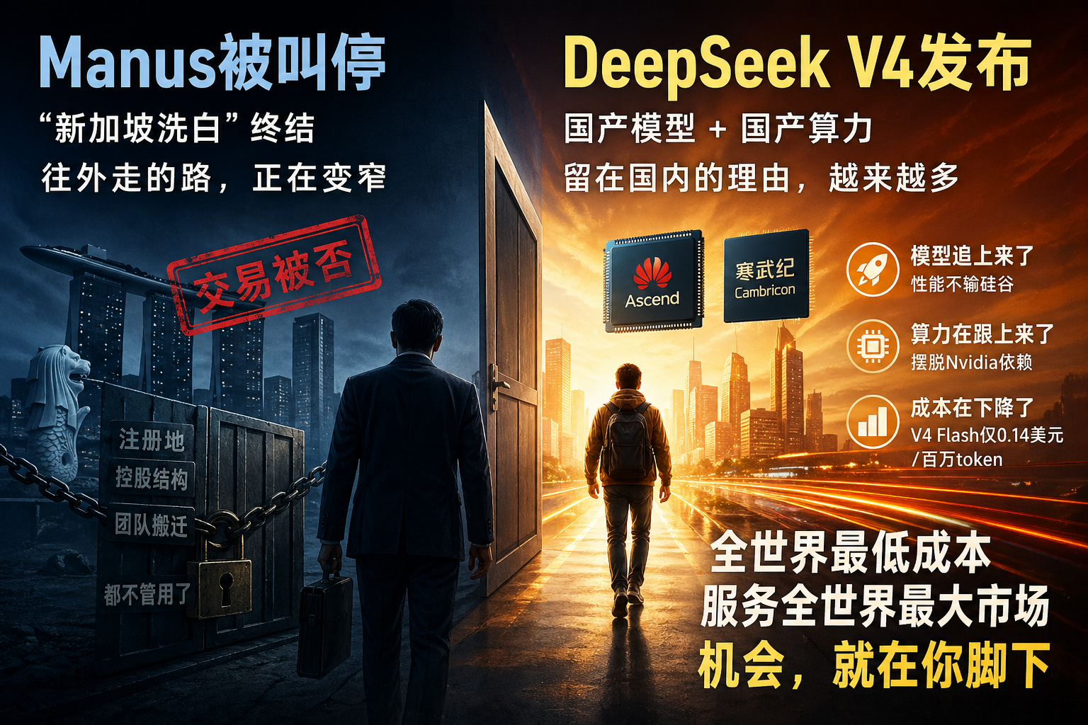 当一扇门在关上，另一扇门正在打开：Manus 被叫停与 DeepSeek V4 的两面